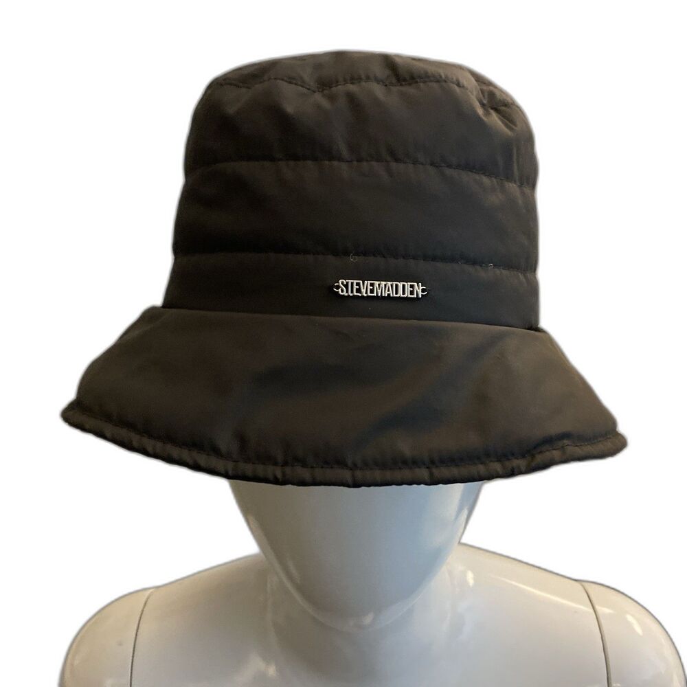 Steve Madden Quilted Puffer Bucket Hat Black NWT Casual Lightweight Unisex OS